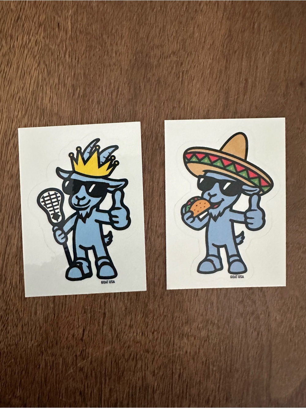 Goat USA stickers - 2 standing goats- Lacrosse and Sombrero